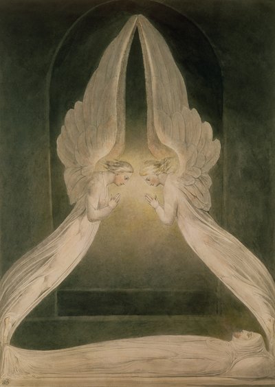 Christus im Grab, bewacht von Engeln von William Blake